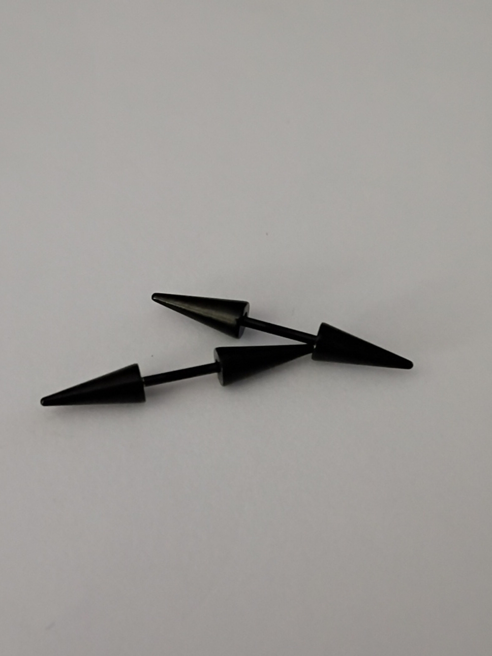 Men's Black Spike Barbell Earrings - Minimalist Metal Studs